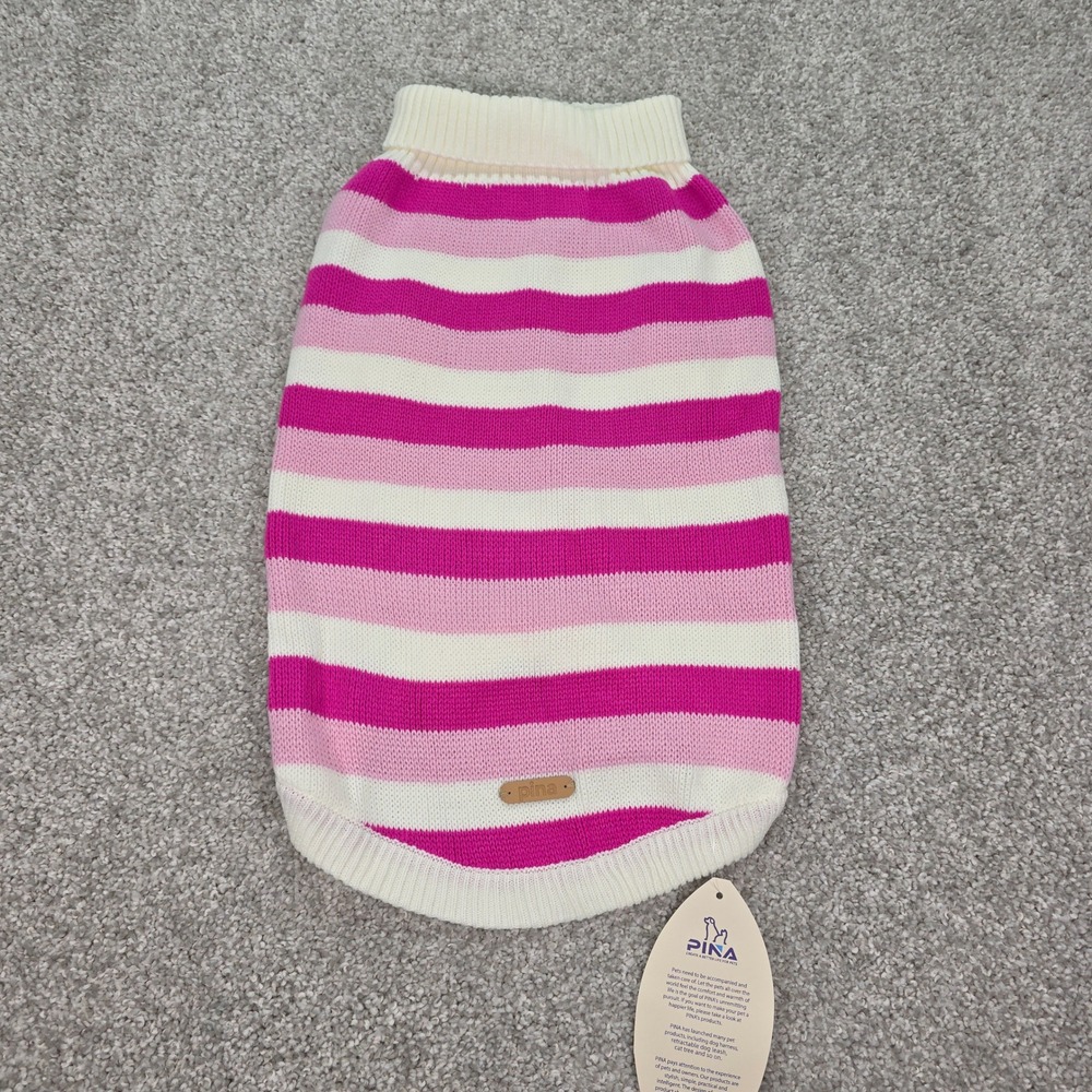 PINA Striped Dog Sweater Pink Cream Knit Pet Clothes XXL NWT